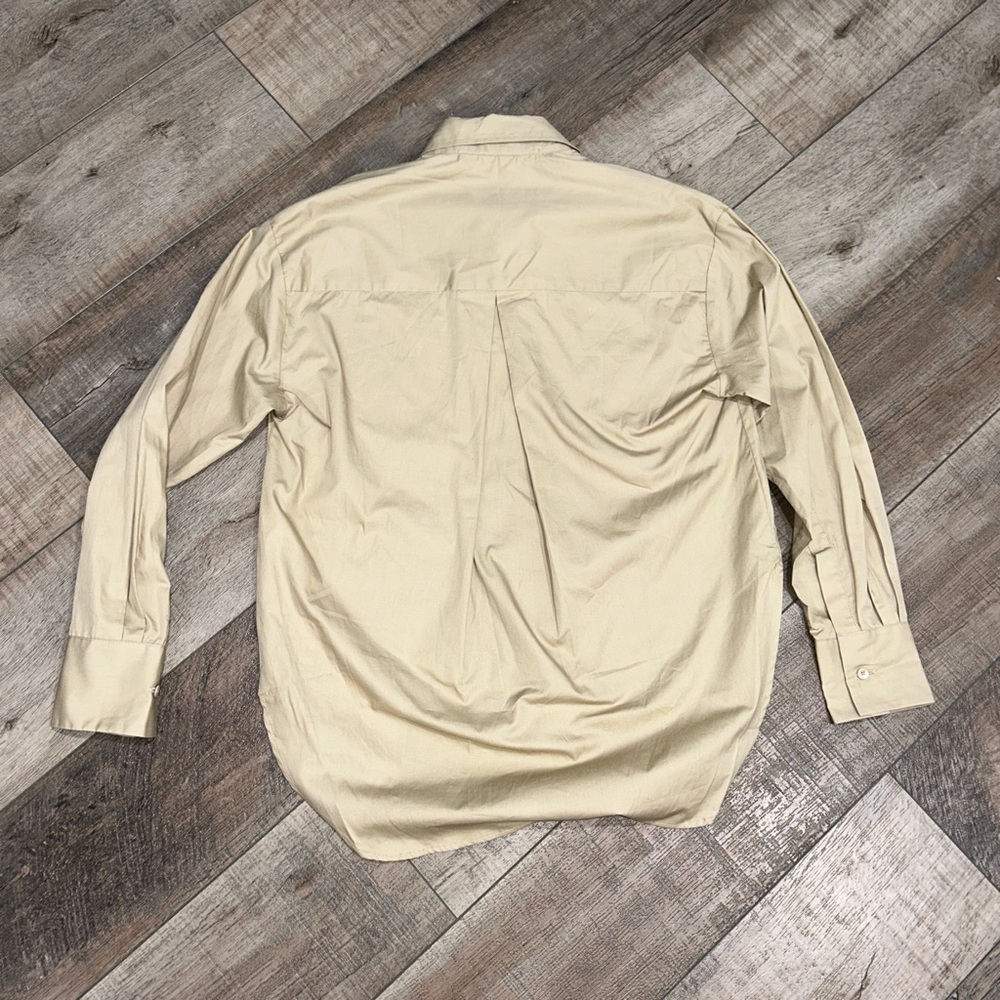 Enza Costa poplin long sleeve button up shirt in tan - Picture 8 of 9